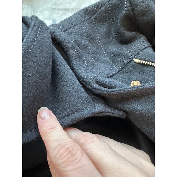 Gucci Black Wool Cashmere Sueded Gold Zip Long Line Trench Coat Jacket 44 - Picture 9 of 16